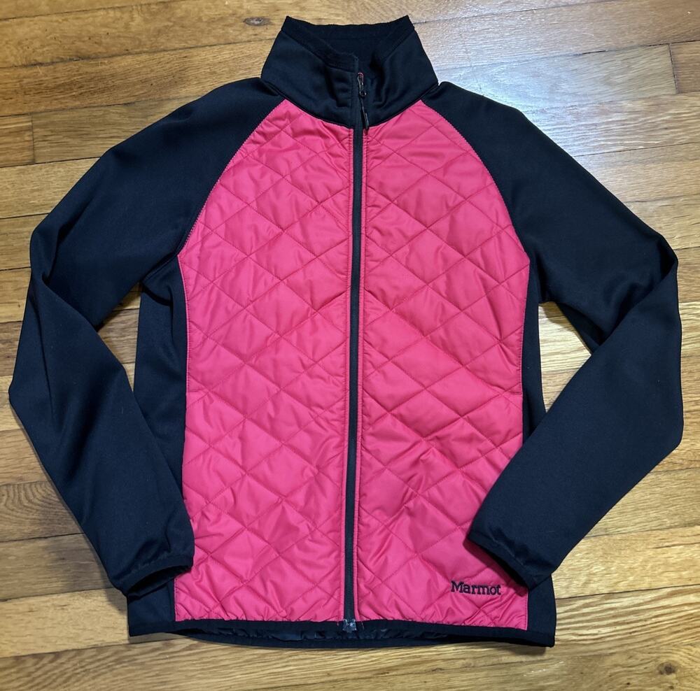 Marmot Jacket Women's Sz S Petite Pink Hybrid Puffer Full Zip Jacket Lightweight